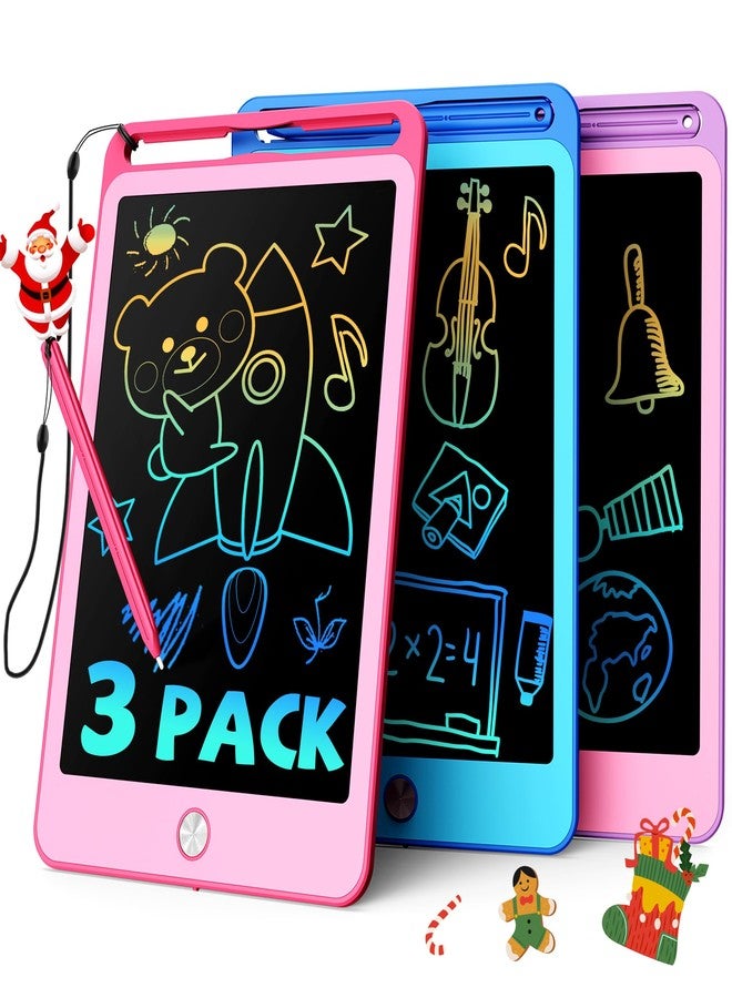 TEKFUN 3 Pack LCD Writing Tablet for Kids, 8.5 Inch Blue+Pink+Purple Doodle Board Drawing Board Reusable Drawing Tablet with Lanyard, Educational Kids - Image 1